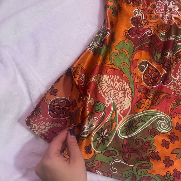 Satin Paisley Vibrant Vintage Y2k Camisole Tank Top Cami - Picture 7 of 9